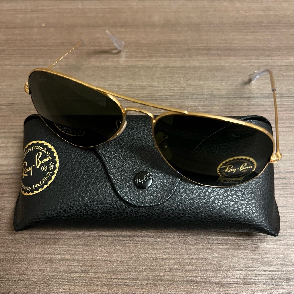 Ray-Ban RB3025 Large Metal Aviator W3400 Gold / Green G15 Sunglasses 58mm